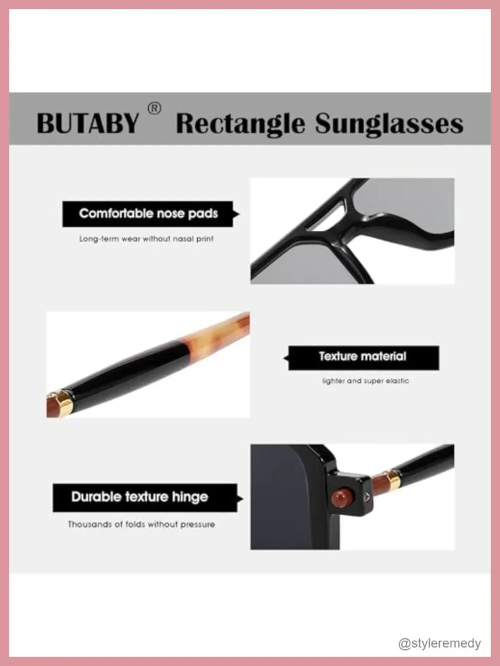 Vintage Retro Square Aviator Sunglasses UV400 Protection Plastic Frame